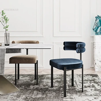 Обеденные стулья Nodic для кухни, минималистичный Роскошный металл, Современная дизайнерская Полудуговая спинка, Креативная домашняя спинка, кресло для отдыха 11