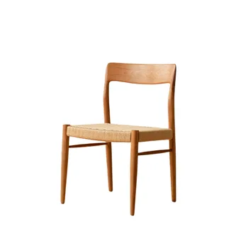 Обеденные стулья из массива дерева, кресло из вишневого дерева, бытовая кухонная мебель, Плетеная из крафт-бумаги накладка на сиденье из веревки