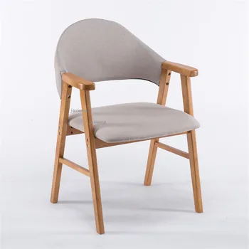 Обеденный стул из массива дерева, Скандинавское кресло для отдыха с простой спинкой, Мебель для гостиной, Ткань, Кожа, Обеденные стулья в постмодернистском стиле 5