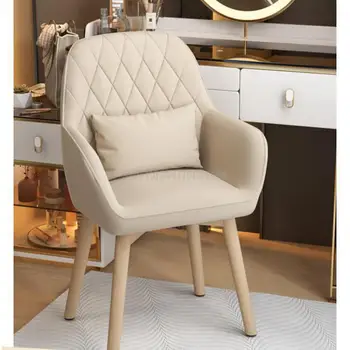 Обеденный стул со спинкой для дома, гостиная из массива дерева, современная Простая столовая, комната для аренды, Креативный легкий Роскошный туалетный стул 9