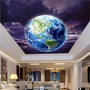обои beibehang на заказ 3d фрески космическая земля потолок фреска zenith гостиная спальня торговый центр отель ТВ фон обои 19
