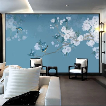 обои на заказ beibehang 3d фрески новые китайские цветы и птицы ручной росписи Китайская живопись цветы открываются богатые 3D обои 2