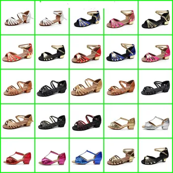 Обувь для латиноамериканских танцев для девочек, Обувь для латиноамериканских танцев для девочек женского пола, Детская обувь для упражнений, Черная танцевальная обувь для взрослых на мягкой кожаной подошве 15