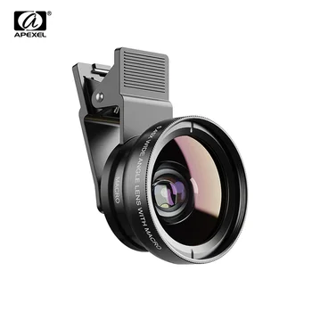 Объектив HD-камеры APEXEL 2 в 1 0.45x сверхширокоугольный и 12.5 x Макро-объектив для мобильного телефона Samsung для iPhone 11 7