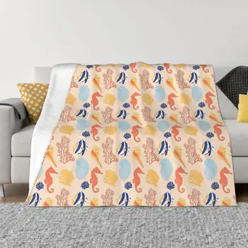 Одеяла с рисунком океана, коралловый флис, плюшевое украшение, постельное белье для спальни, покрывало для дивана