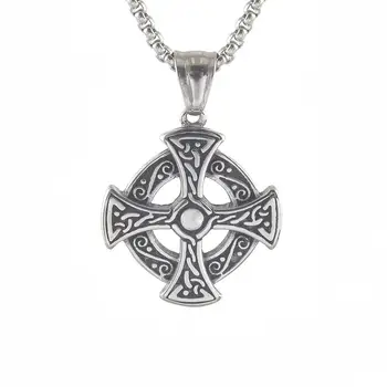 Ожерелье с подвеской в виде Ирландского Троичного узла с Кельтским Крестом из нержавеющей стали 1