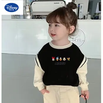 Осенне-зимний пуловер-толстовка Disney Mickey Mouse для малышей в корейском стиле с круглым вырезом и тонким верхом