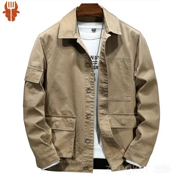 Осенняя джинсовая куртка мужская плюс размер свободный топ 6XL мужская куртка цвета хаки 7XL мужская куртка оверсайз мужская одежда 7