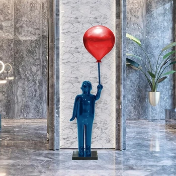 Офис продаж художественных украшений для мальчиков-скульптур на воздушном шаре, большие креативные абстрактные фигурки в холле отеля 3