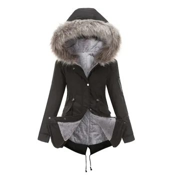 Пальто-парка Ouma, хлопковое пальто средней длины с капюшоном, теплое зимнее Плюс флисовое пальто Плюс одежда с хлопковой подкладкой 2023 10