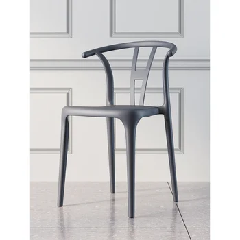 Пластиковый Дизайнерский обеденный стул с подлокотником, копия барного стула, Салонные Кухонные стулья, Обеденный стул для столовой, Мебель для дома 1