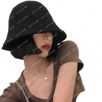 Плетеная женская летняя солнцезащитная дышащая маленькая широкополая шляпа, подчеркивающая лицо, универсальная Большая окружность головы 1