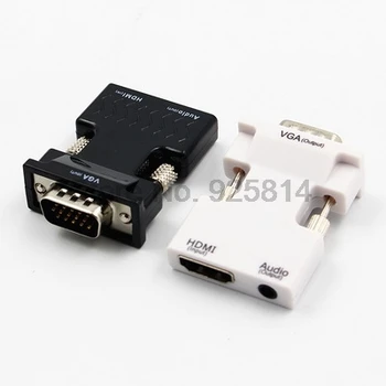 по DHL или EMS 50шт HDMI-совместимый женский конвертер в VGA-мужской с аудиоадаптером, поддерживающим сигнал 1080P, совместимый с HDMI 7