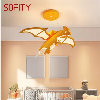 Подвесной светильник SOFITY с динозавром для детей Светодиодный Креативный Оранжевый мультяшный светильник для детской комнаты Детского сада с регулируемой яркостью дистанционного управления 3