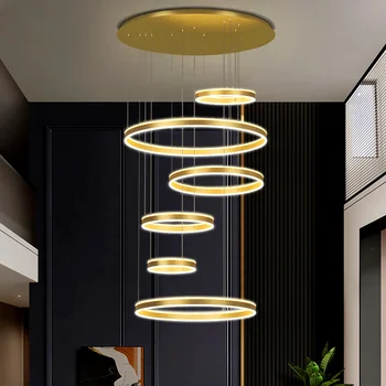 Подвесные светильники Современный домашний декор кольцевые светодиодные подвесные светильники кольцевые лампы для гостиной подвесные светильники для потолочного внутреннего освещения 4