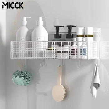 Полка MICCK для ванной комнаты, Кухонная полка для хранения из кованого железа, Подвесной органайзер для лосьона, кухонные принадлежности 10
