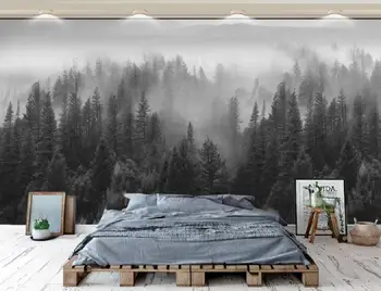Пользовательские обои Лес Китайский еловый лес Абстрактная художественная концепция Пейзажная живопись тушью Фон стены 3D обои 1