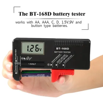 Портативный цифровой тестер батареи BT-168D для проверки напряжения на 9 В 1,5 В Кнопочный элемент Перезаряжаемый AAA AA C D Универсальный тест батареи 10