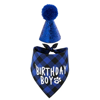 Принадлежности для празднования Дня рождения собаки, шапочка для дня рождения питомца и бандана для дня рождения мальчика-собачки 10