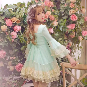 Принцесса сладкая лолита платье Candy rain 2016 новая весна оригинальное супер сказочное кружевное платье принцессы с рукавами-трубами C16AB6025 11