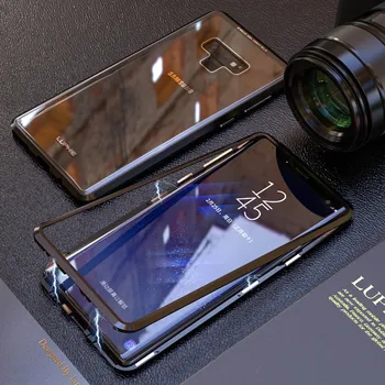 Прозрачный Магнитный Флип-Чехол Из Закаленного Стекла Для Samsung S21 Ultra S20 S10 Plus Note 20 10 8 9 Алюминиевая Металлическая Адсорбционная Крышка