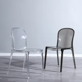 Простой прозрачный стул Легкие Роскошные Пластиковые стулья Со спинкой Табурет для макияжа Современный обеденный стул Мебель из хрусталя и акрила 3