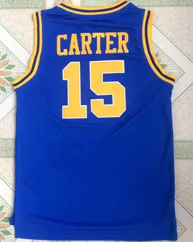 Ретро 15 Винс Картер Материковая средняя школа Синяя мужская баскетбольная майка сшитая 4