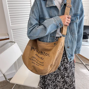 Ретро холщовая сумка Женская повседневная Корейская версия Новая сумка-мессенджер Универсальные сумки через плечо в стиле взрыва 18