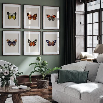 Ретро Художественная картина с животными на холсте, Бабочка, Эволюция насекомых, плакат для гостиной, настенная роспись в коридоре, украшение дома 8