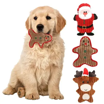Рождественские игрушки для собак, Санта Клаус, Скрипучий мягкий плюш, играющий звук, игрушки для щенячьих зубов, товары для домашних животных 6