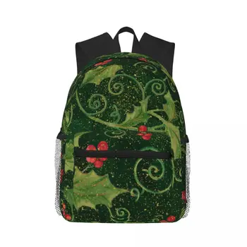 Рождественский рюкзак из падуба, рюкзаки для колледжа, школьная сумка для книг, Водонепроницаемая Дорожная рабочая сумка 4