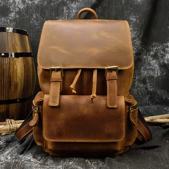 Роскошные дизайнерские мужские рюкзаки из натуральной кожи в стиле ретро для отдыха на открытом воздухе, дорожная сумка большой емкости, школьный рюкзак Bolsa Mochilas 3A 5