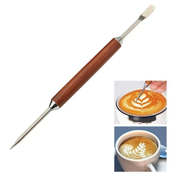 Ручка Coffee Art Coffee Fancy Art Needle Деревянная ручка для украшения Бариста из нержавеющей стали 1