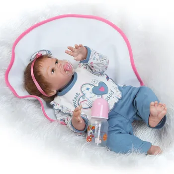 самый популярный новый дизайн 22-дюймовая 50-сантиметровая виниловая кукла-девочка из натурального мохера, настоящий мягкий на ощупь подарок для детей на День рождения 2