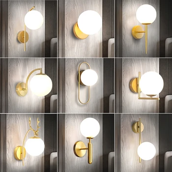 Светодиодный настенный светильник Golden Wall Lamp Напряжением 110V220V Подходит для гостиной спальни прикроватной тумбочки прохода лестницы декоративной лампы в интерьере 4