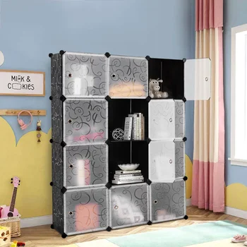Сделай сам 12 Кубический Портативный Шкаф-Органайзер Для хранения одежды, Шкаф для одежды с дверцами 6