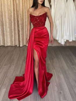 Сексуальное вечернее платье Elgance с красными блестками 