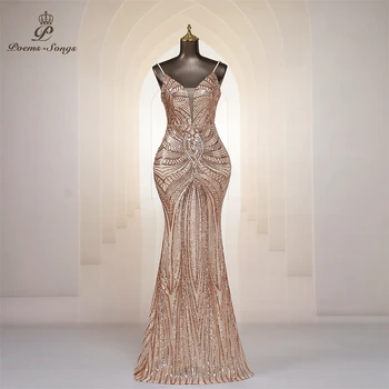 Сексуальные вечерние платья золотой русалки с V-образным вырезом для женщин, платья для выпускного вечера, платье Макси, вечернее платье, Красивые вечерние платья, robe de soiree 13