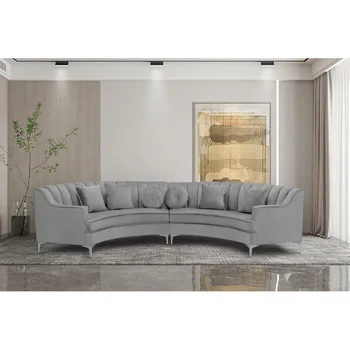 Секционный диван, изогнутый симметричный диван для гостиной, современный простой дизайн, включая 2 кушетки, большого размера, полукруглой формы 7