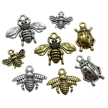 Серия Sweet and Cute Insect Пчелка Божья коровка Изготовление маленьких подвесок-шармов, браслетов для ожерелий, серег, соединителей для ювелирных изделий, расходных материалов 18