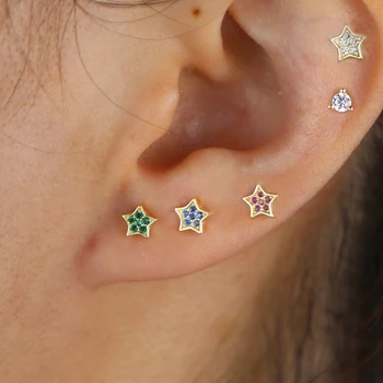 Серьги-гвоздики из стерлингового серебра 925 Пробы, мини-сверкающие звезды из кубического Циркония Для женщин, Изысканные модные украшения высшего качества
