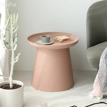 Скандинавский круглый пластиковый журнальный столик для гостиной, дома, маленькой квартиры, маленький круглый стол, простой диван, приставной столик, приставной столик 17