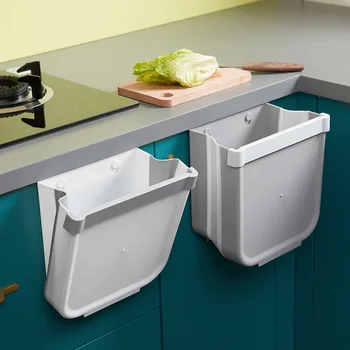 Складное Подвесное мусорное ведро Для кухни, дверца кухонного шкафа, корзина для бумаги без перфорации, Настенное хранение и отделка 5