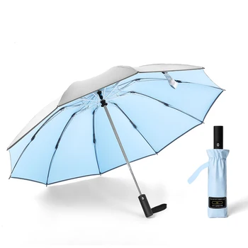 Складной автоматический зонт с защитой от ультрафиолета, 10-каратный виниловый непромокаемый ветрозащитный светоотражающий зонт, Дождевой шкаф для мужчин и женщин двойного назначения, Двойной 7