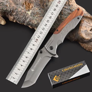 Складной Нож С Лезвием Кемпинг Охотничьи Ножи Выживания 440C Нержавеющая Сталь Деревянная Ручка Открытый EDC Военный Тактический Карманный Нож 2