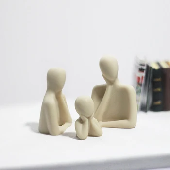 Скульптура кукольного домика, статуя из белой смолы, семья из трех моделей мебели, миниатюрные игрушки для кукольного домика, притворяющиеся игрушками 1
