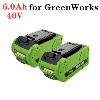 Сменная Литиевая Батарея 6.0Ah для GreenWorks 40V 6000mAh 29472 29462 Аккумулятор G-MAX Электроинструмент 29252 20202 22262 25312 L50 9