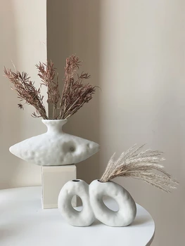 Современная керамическая ваза для цветов в скандинавском стиле, оригинальная белая цветочная композиция особой формы, украшение для дома, украшения для рабочего стола в комнате 3