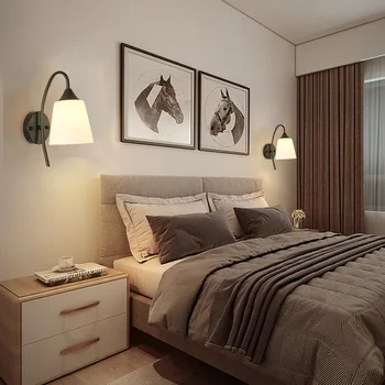 Современная минималистичная прикроватная тумбочка для спальни, настенный светильник LED, креативный настенный светильник для гостиной, американский коридор, лампа для прохода по лестнице 6