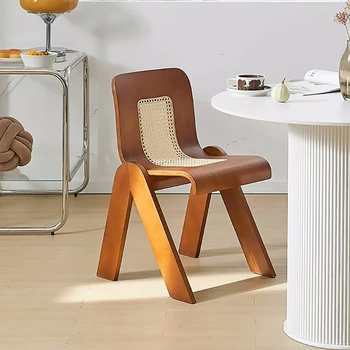 Современные деревянные обеденные стулья из ротанга, гостиная, кухня, Скандинавский дизайн стульев, Шезлонги, Мебель для гостиной 5